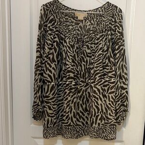 Michael Kors Brown and Cream Animal Print Blouse